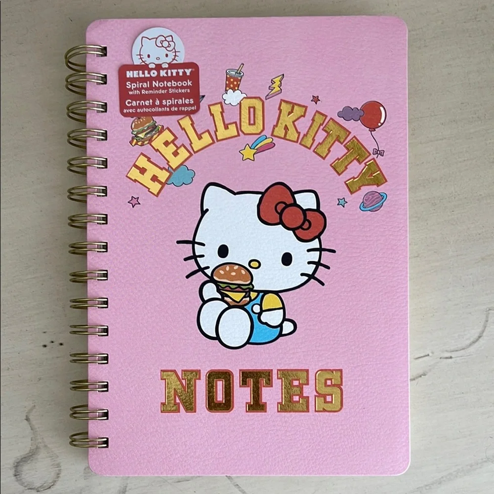 Hello Kitty Pink Spiral Notebook with Gold Accents